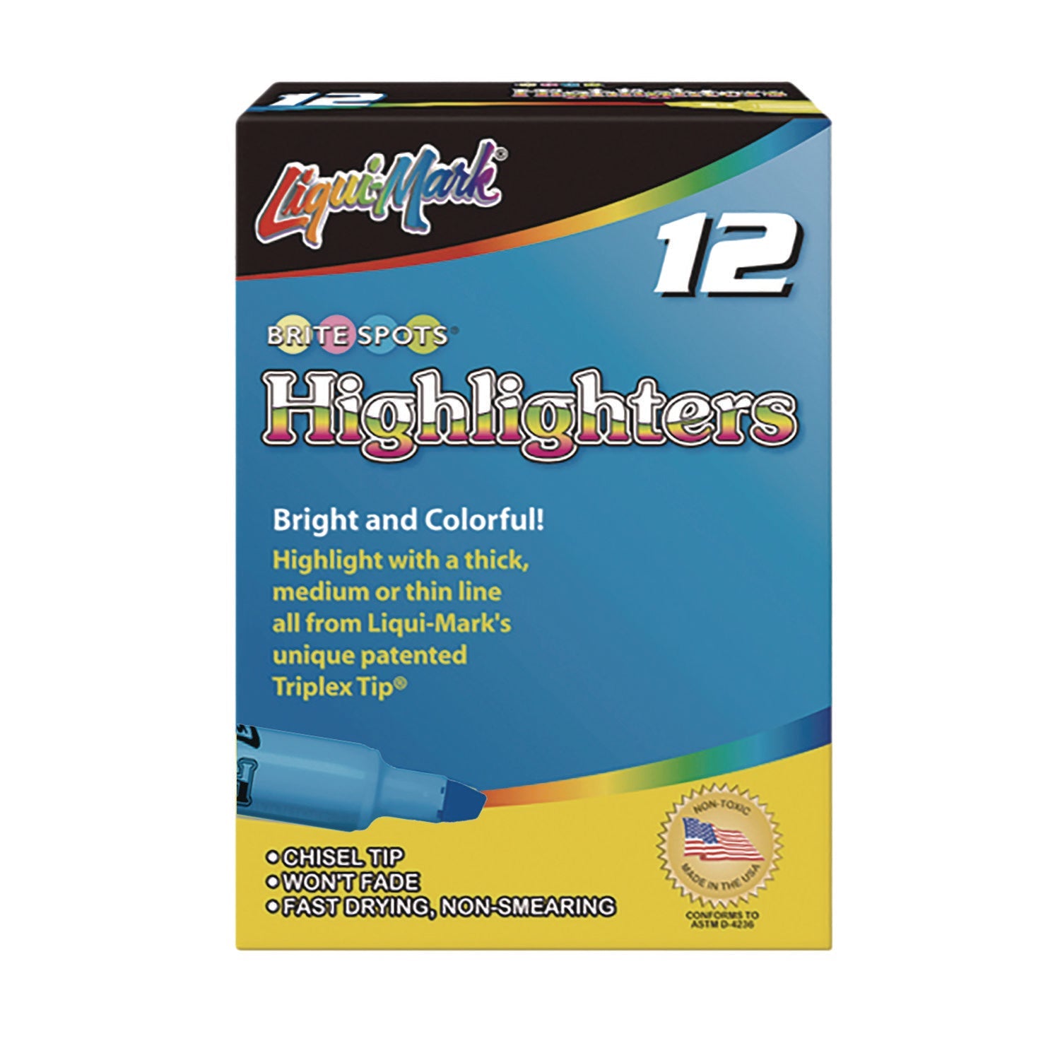 liqui-mark-r-tank-fluorescent-highlighter-blue-ink-chisel-tip-blue-barrel-dozen-lqm60823_1